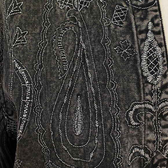 Vintage Chico’s Washed Denim Embroidered Jacket Western Whimsigoth Grunge-M - Picture 6 of 15
